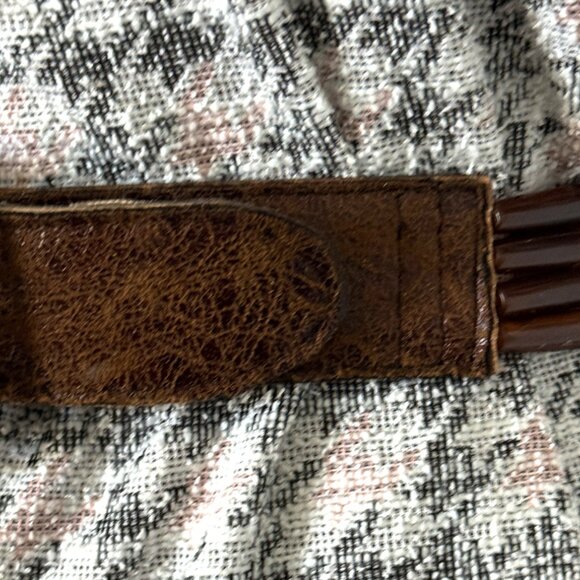 Women's Brown Belt Vintage Handmade Western Style Leather Metal Crystal Buckle M - Picture 10 of 14